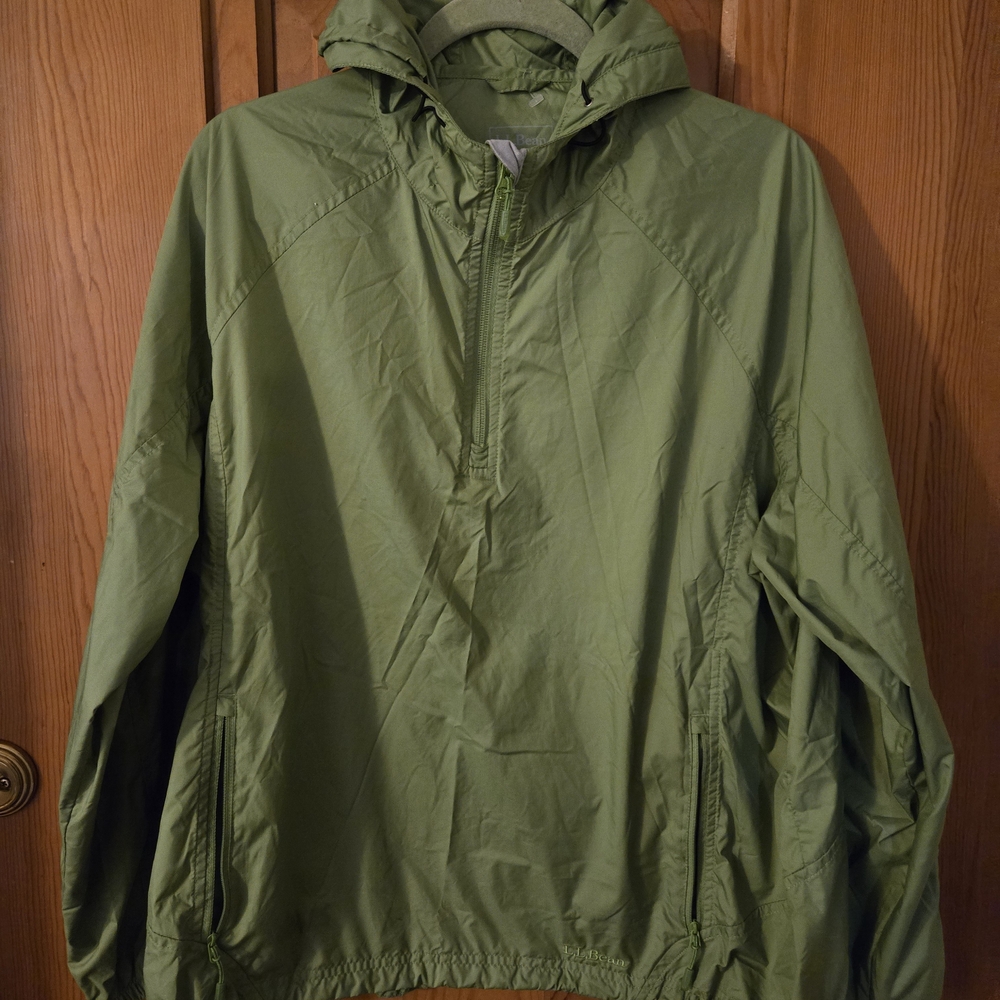 LL Bean Lightweight Windbreaker Jacket Lime Green 1/4 Zip Up Women’s 2XL